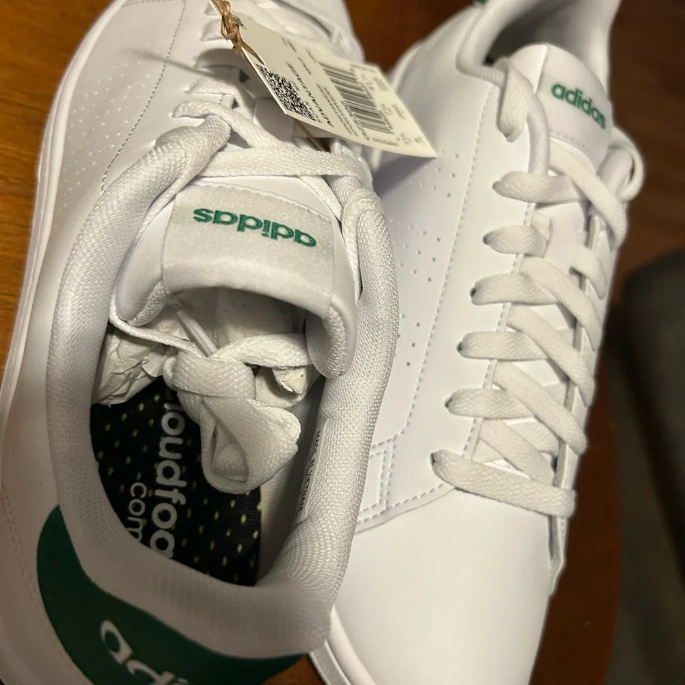 BNWT Adidas White Sneakers with Green Accents